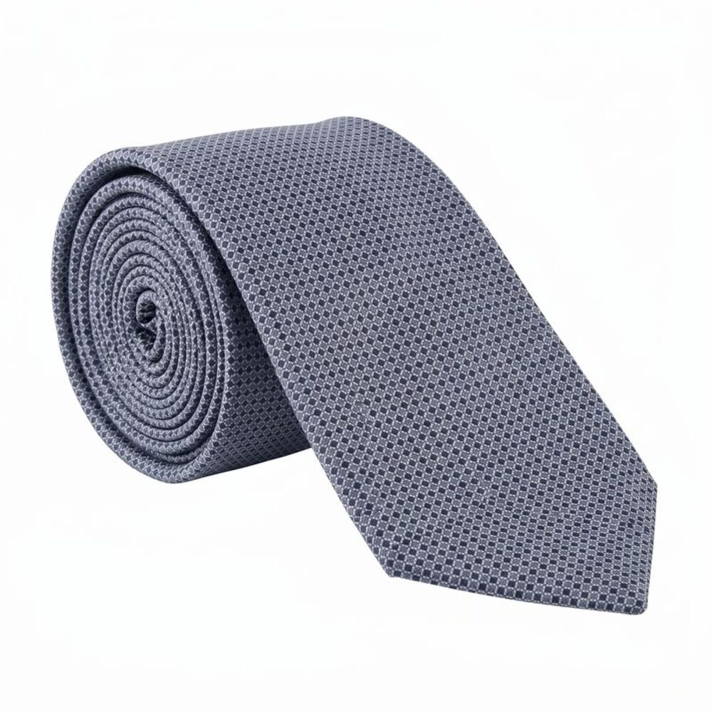 Emporio Armani 100% Silk Navy Blue Geometric Tie - Made in Italy
